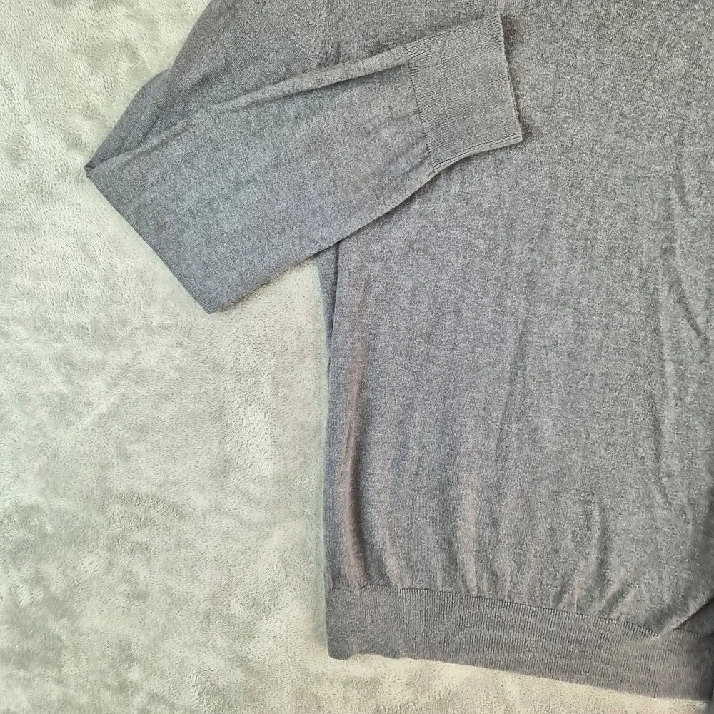 Banana Republic Mens Gray Silk Cashmere Cotton V Neck Luxury Blend Sweater M